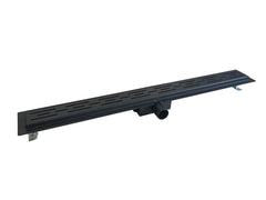 Shower drain with flange and grate 90 x 7 cm matt black