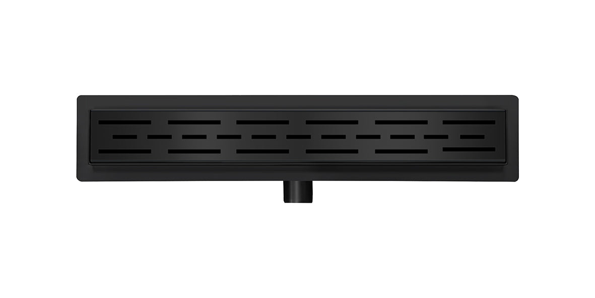 Shower drain with flange and grate 50 x 7 cm matt black