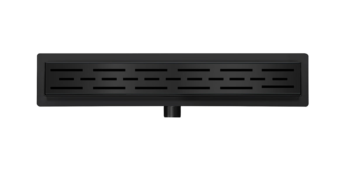 Shower drain with flange and grate 60 x 7 cm matte black