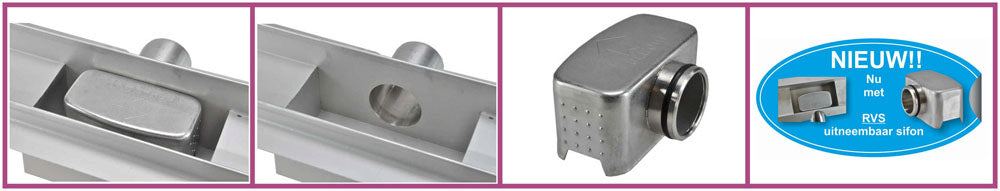 3rd generation shower drain with flange and grate 120 x 7 cm stainless steel