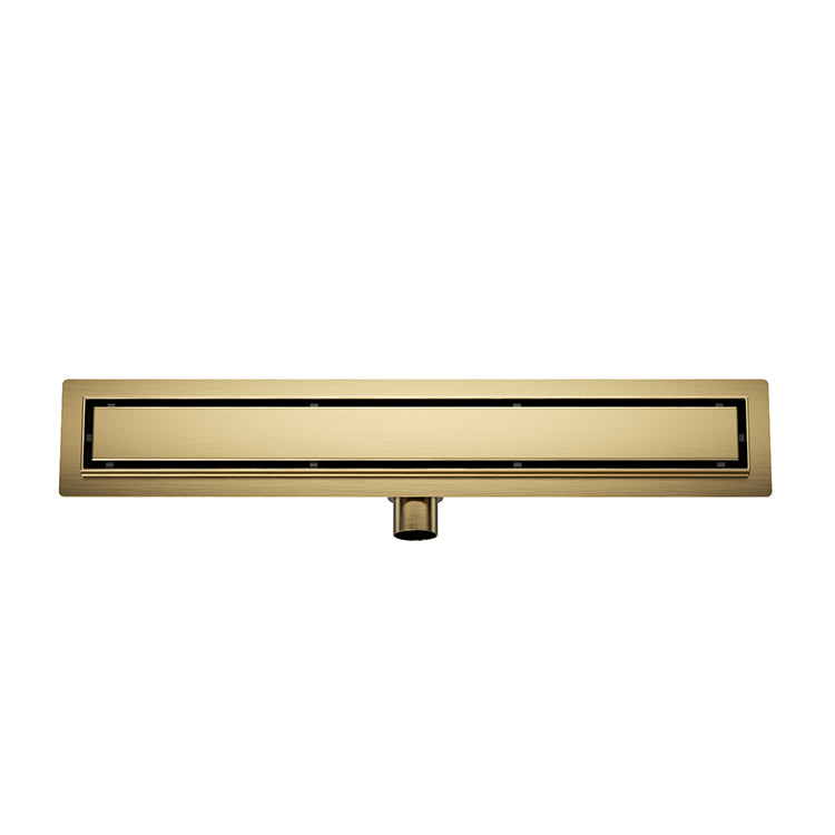 Douchegoot met flens en tegelrooster 100 x 7 cm geborsteld messing PVD