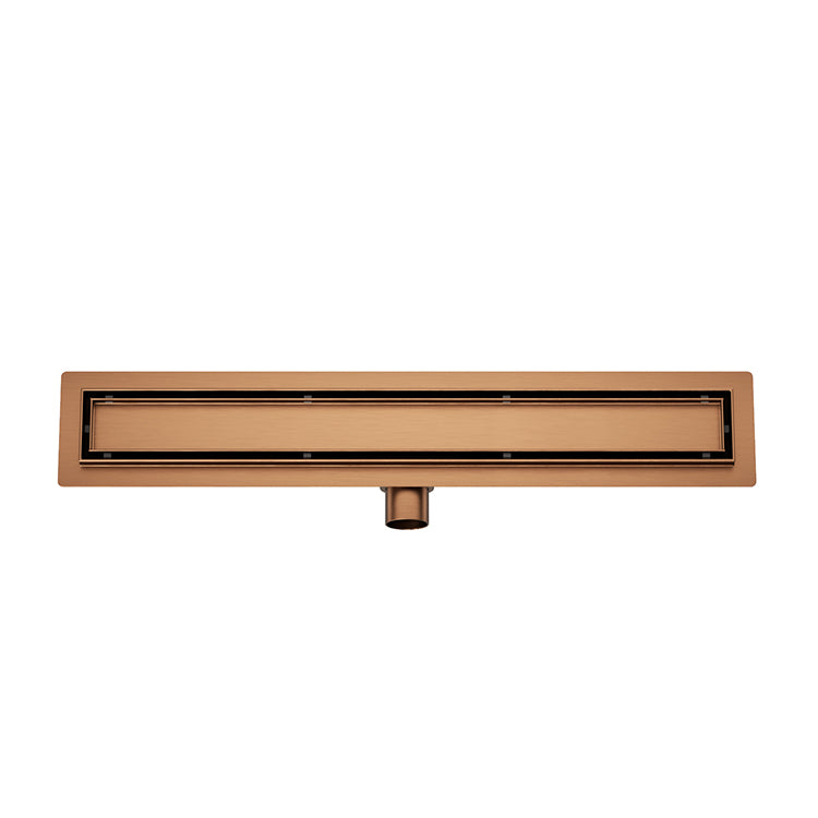 Douchegoot met flens en tegelrooster 70 x 7 cm geborsteld brons koper PVD