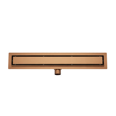 Douchegoot met flens en tegelrooster 70 x 7 cm geborsteld brons koper PVD