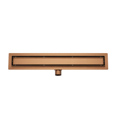 Douchegoot met flens en tegelrooster 80 x 7 cm geborsteld brons koper PVD