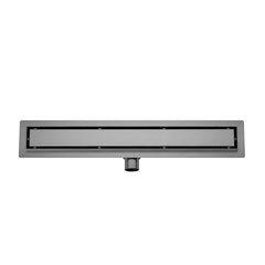 Douchegoot met flens en tegelrooster 90 x 7 cm gunmetal PVD