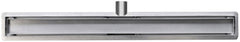 Shower drain with flange and tile grate 110 x 7 cm stainless steel