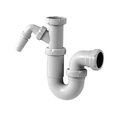 Telescopic plastic siphon 1 1/2" x 40 mm with washing machine connection white