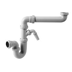 Space-saving siphon with appliance connection 1 1/2" x 40 mm plastic white