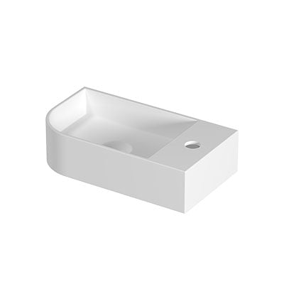Ink Concept R Trevi fontein afgerond 40x22x10cm keramiek - links - 1 kraangat - mat wit