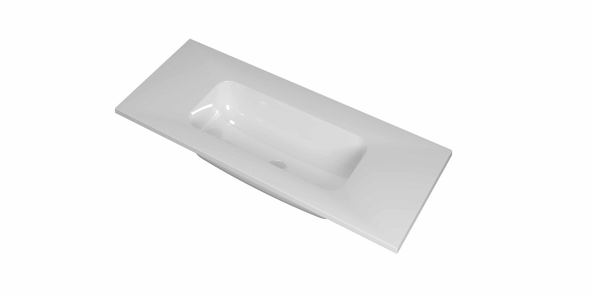 Ink Reflekt wastafel midden polystone 100x40cm - zonder kraangat - Glans Wit - 3407630