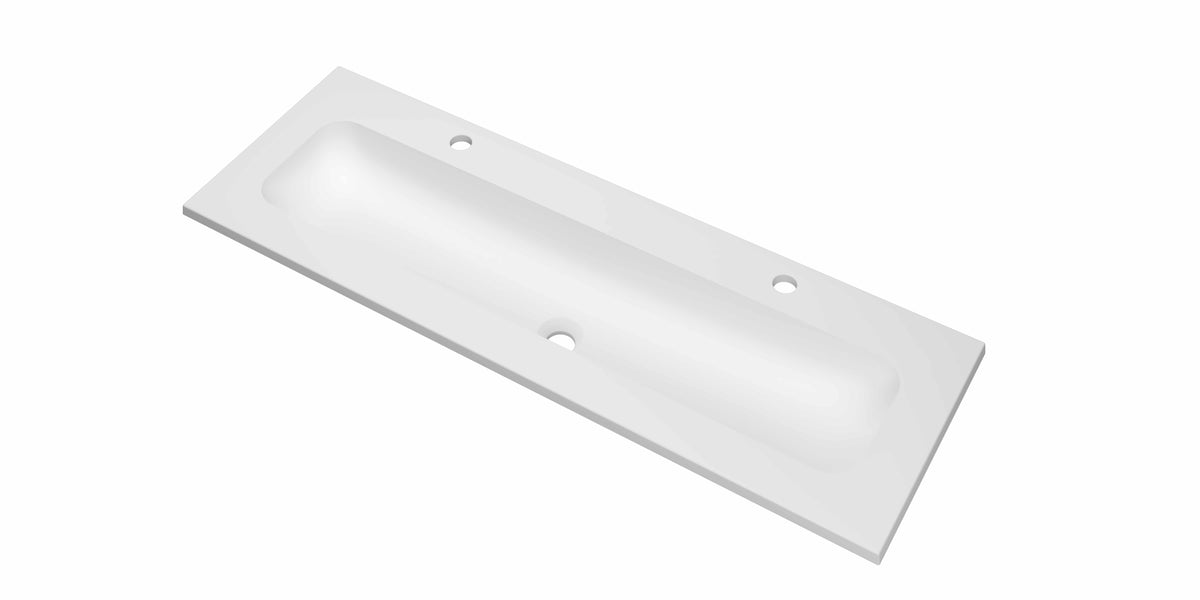 Ink Reflekt wastafel centraal polystone 120x40cm - 2 kraangaten - Mat Wit - 3407742
