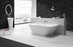 Wiesbaden Inge Solid surface half vrijstaand bad 180x84x57 cm mat wit