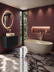 Chiek vrijstaand ligbad - 165 x 75 cm - solid surface - beige