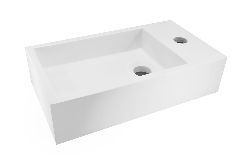 Lotte fontein rechts 40 x 22 x 10 cm solid surface mat wit