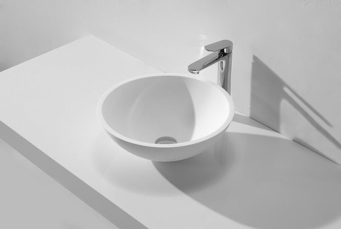Valerie countertop basin round 43 x 13 cm solid surface matt white