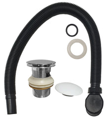 Bath drain siphon with click-waste 1 1/2" for solid surface bath chrome and matte white