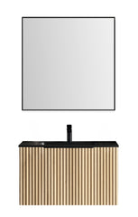 Ribbella badmeubel compleet 80 cm naturel eik/mat zwart