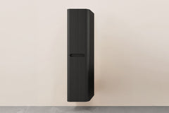 Sulora kolomkast afgeronde hoeken geribbeld 160 x 40 x 35 cm mat zwart