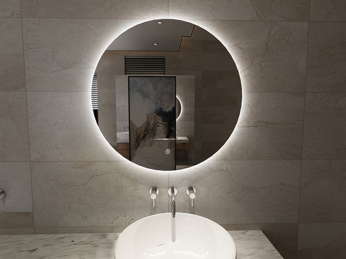 Giro round mirror with LED, dimmable and mirror heating 120 cm