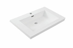 Vision wastafel enkel met 1 kraangat 60x46x5,5 cm kunstmarmer glans wit