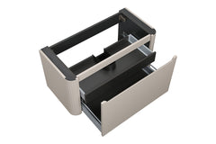 Sulora onderkast afgeronde hoeken geribbeld met 1 lade 1 uitsparing 80 x 48 cm mat beige