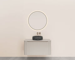 Sulora onderkast afgeronde hoeken geribbeld met 1 lade 1 uitsparing 100 x 48 cm mat beige