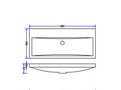 Wiesbaden Flag wastafel enkel zonder kraangat 80x36x4 cm kunstmarmer glans wit