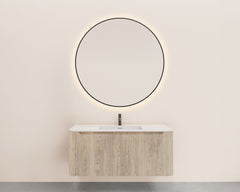 Sulora onderkast afgeronde hoeken geribbeld met 1 lade 1 uitsparing 120 x 48 cm licht eiken