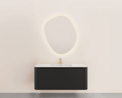 Sulora onderkast afgeronde hoeken geribbeld met 1 lade 1 uitsparing 120 x 48 cm mat zwart