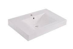 Tigris wastafel enkel met 1 kraangat 60x46x8 cm kunstmarmer glans wit