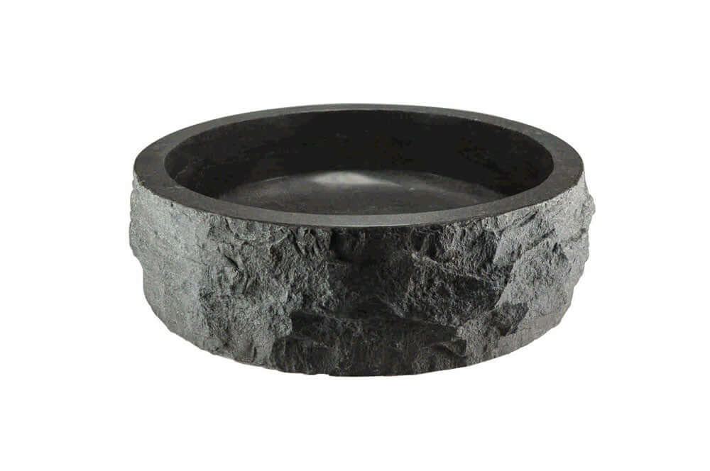 Wiesbaden blauwe steen rond 40x12 cm hamerslag opzetwastafel