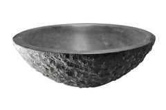 Raw round hammered washbasin 42x14 cm honed bluestone