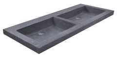 Raw double sink without tap holes 120x46x5 cm honed bluestone