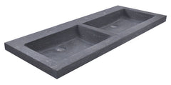 Raw double sink with 2 tap holes 120x46x5 cm honed bluestone