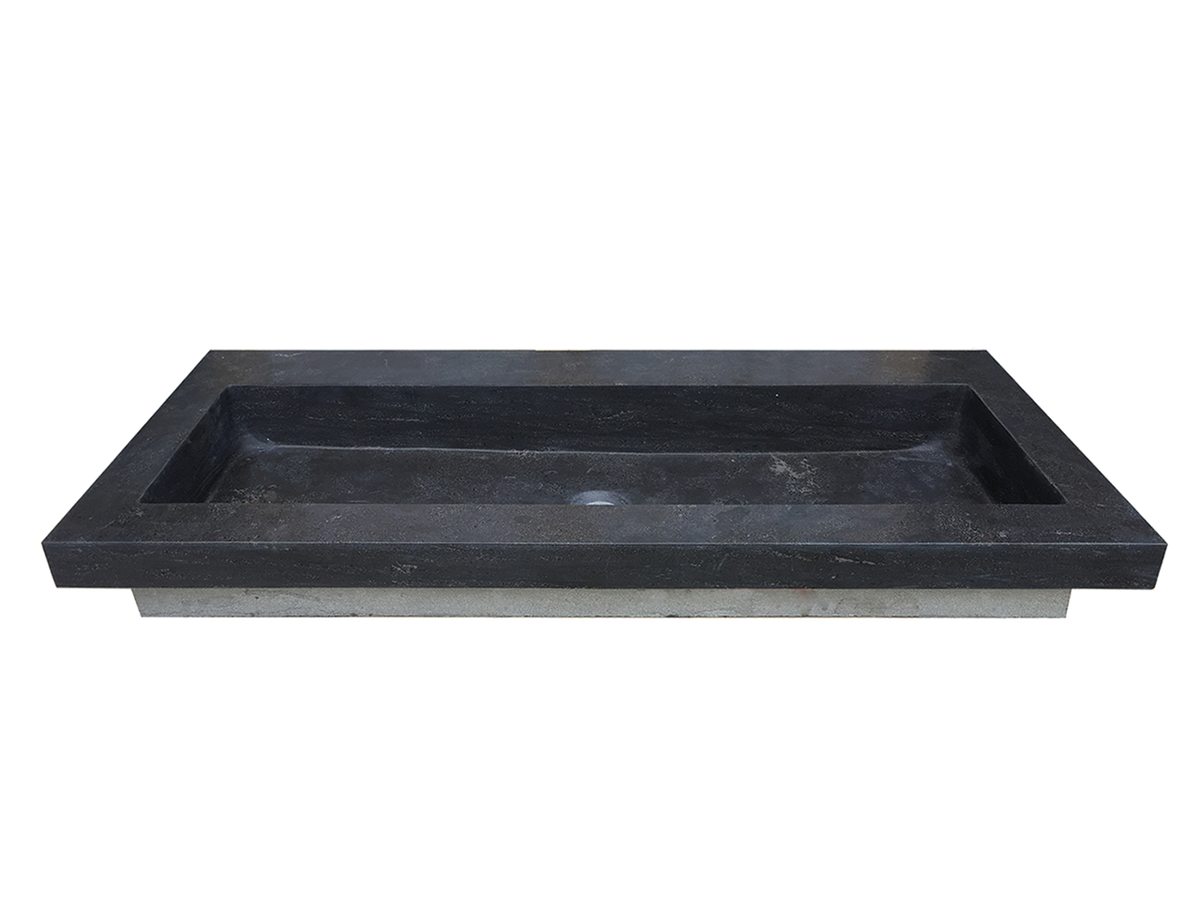 Raw single basin without tap hole 120x46x5 cm honed bluestone