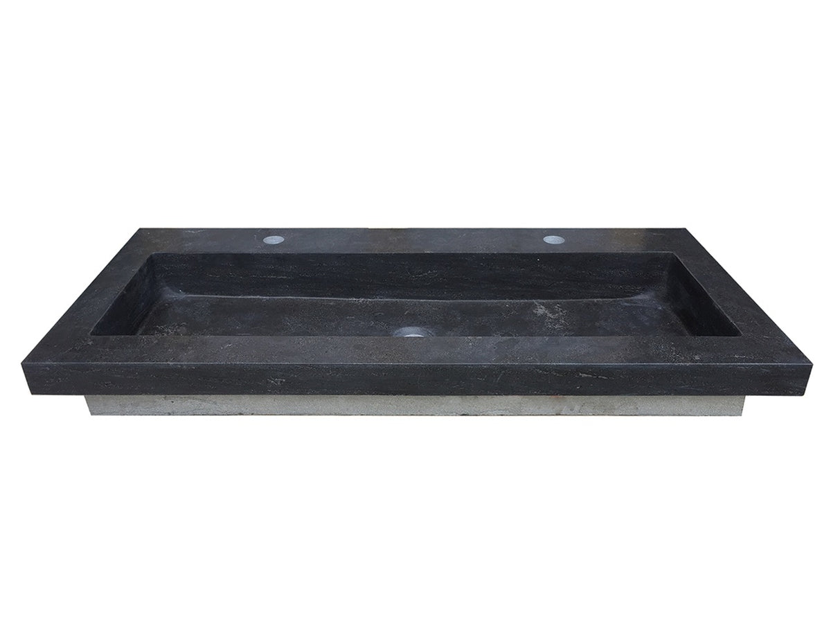 Raw single basin with 2 tap holes 120x46x5 cm honed bluestone