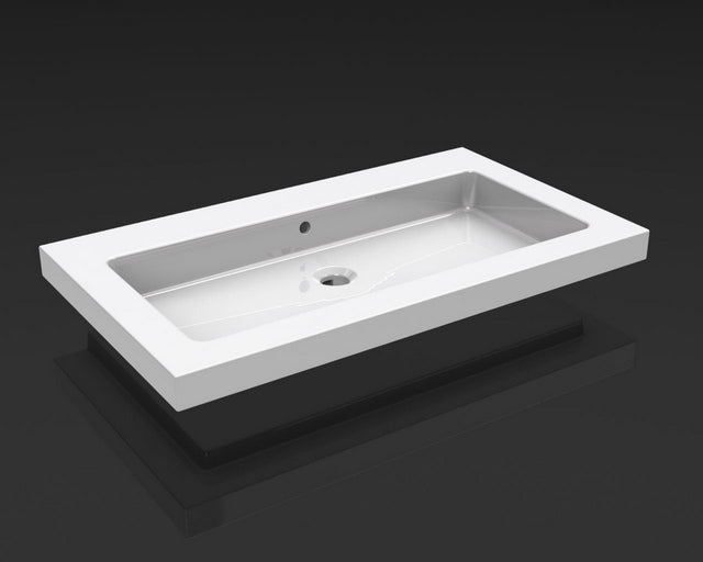 Kera single basin without tap hole 60x46x5 cm ceramic glossy white