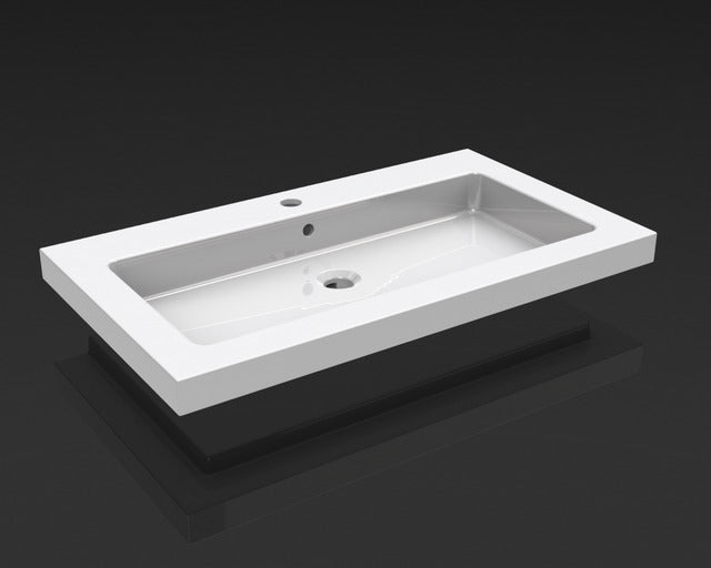 Kera washbasin single with 1 tap hole 60x46x5 cm ceramic glossy white