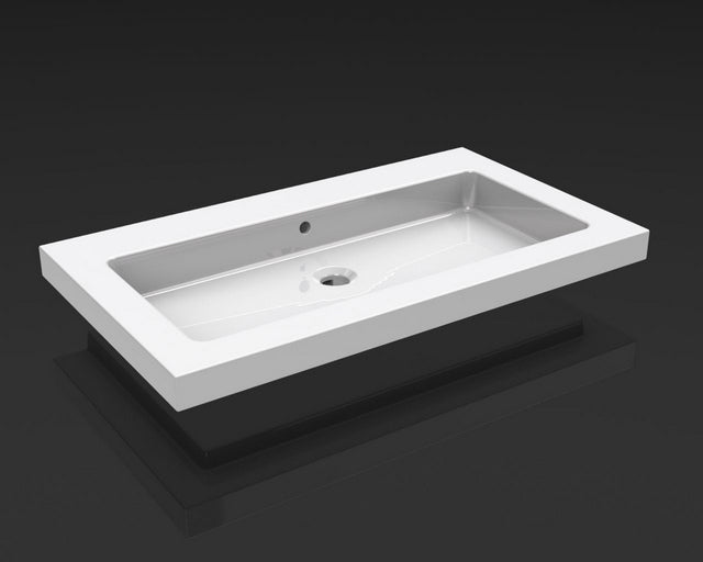 Ceramic washbasin single without tap hole 80x46x5 cm ceramic glossy white