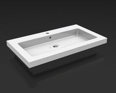 Ceramic washbasin single with 1 tap hole 80x46x5 cm ceramic glossy white