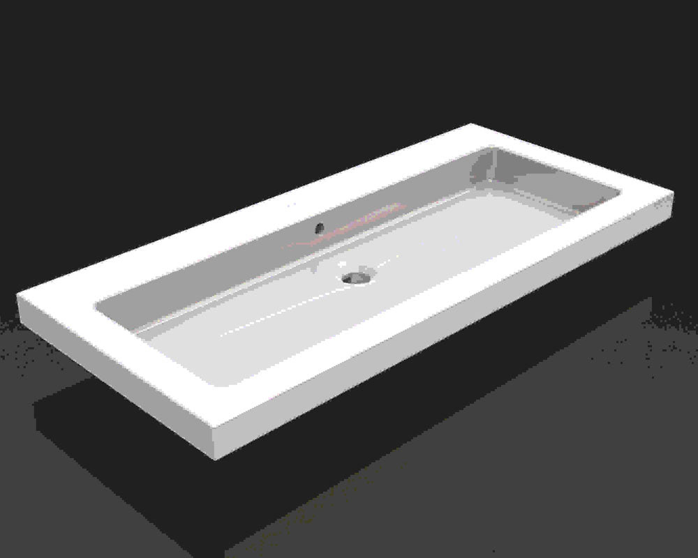 Ceramic basin single without tap hole 100x46x5 cm glossy white