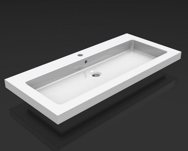 Ceramic washbasin single with 1 tap hole 100x46x5 cm ceramic glossy white