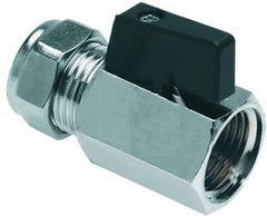 Ball valve mini Kiwa 1/2" FI x 15 mm compression chrome