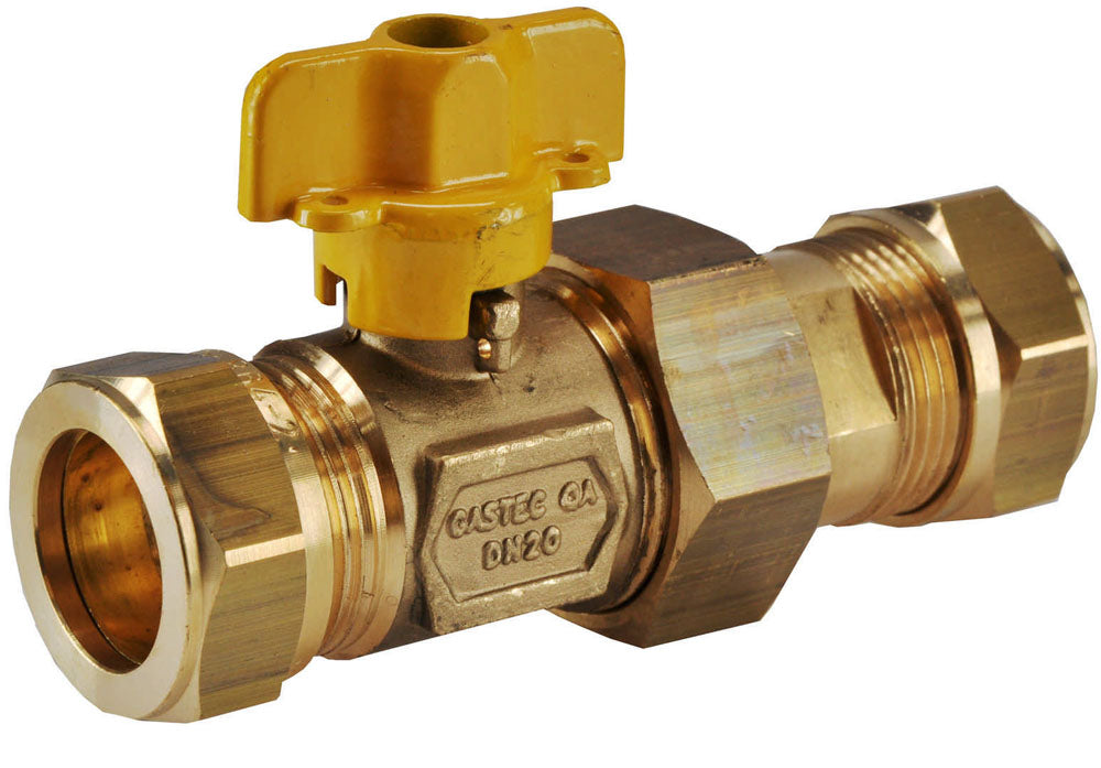 Brass gas ball valve Gastec 22 mm compression x 22 mm compression