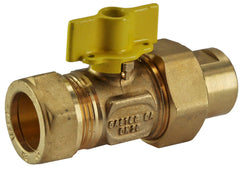 Brass gas ball valve Gastec 22 mm compression x 1/2" FI