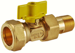 Brass gas ball valve Gastec 22 mm compression x 1/2" male