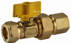 Brass gas ball valve Gastec 15 mm compression x 1/2" FI