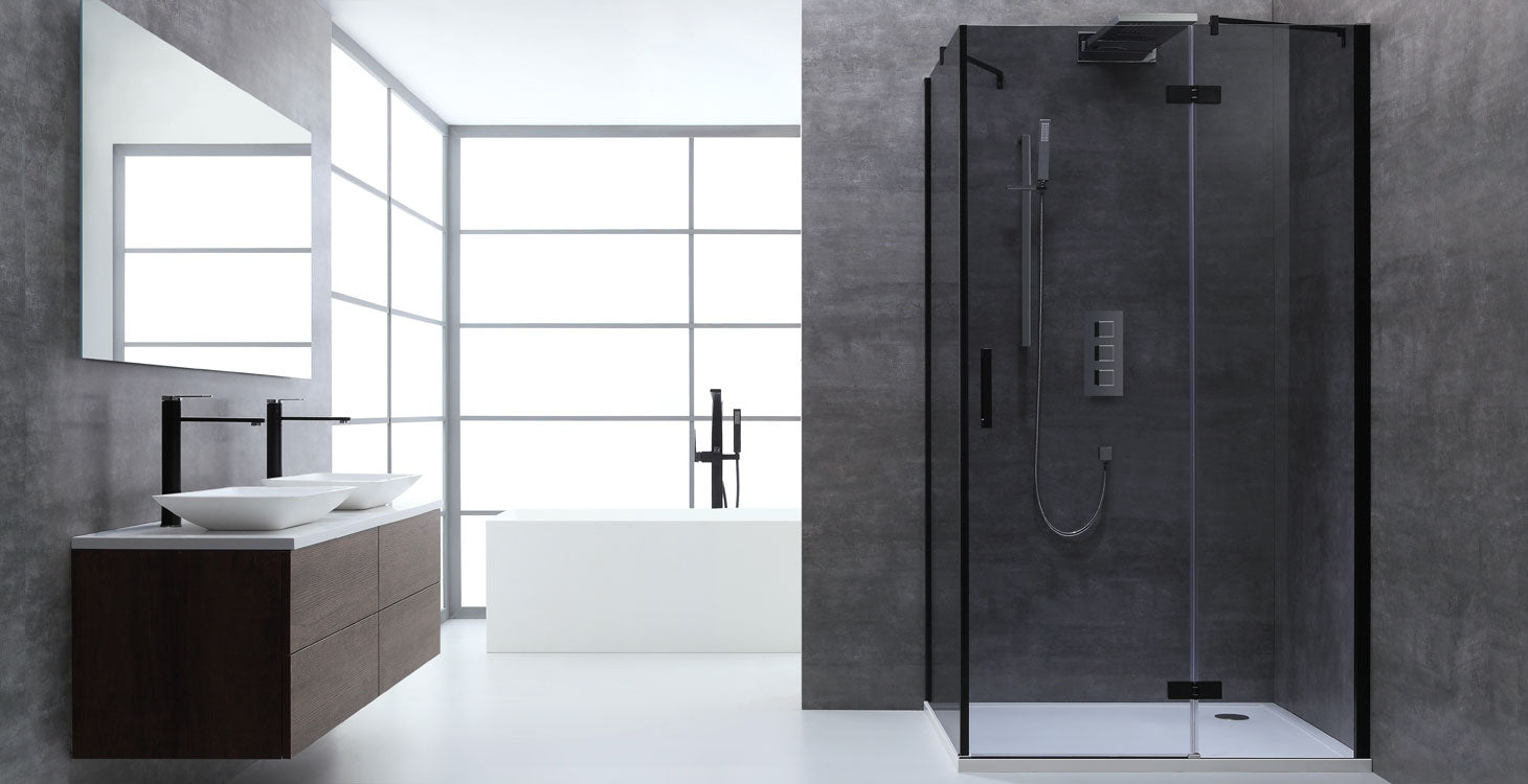 AWT Duschabtrennung LBS1505-B zwart 150x90 rechts