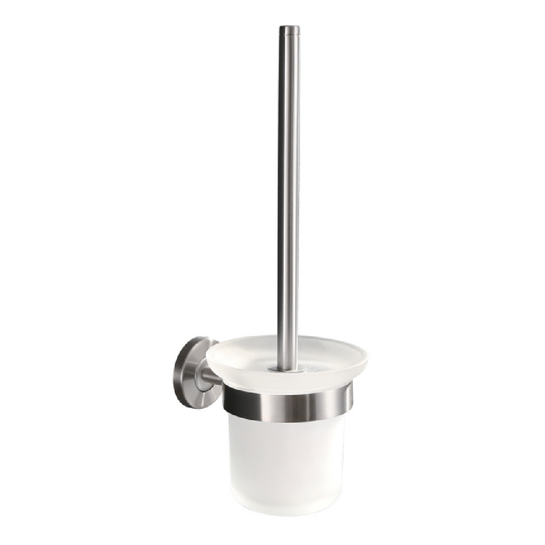 304 toiletborstel met houder mat glas/RVS
