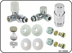 luxury therm.rad.connection set angled wrong right chrome